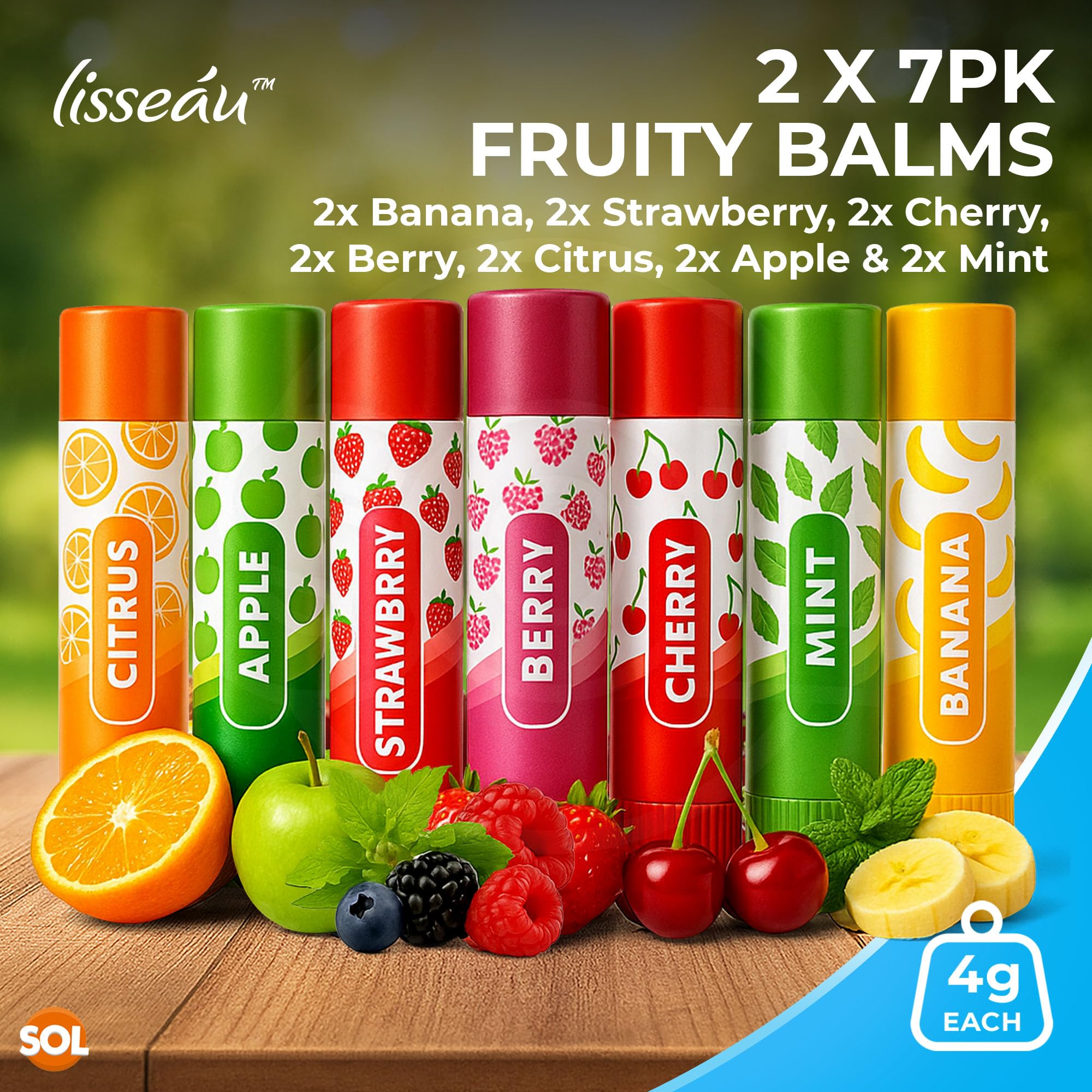 14pk Lip Balm Set | Flavoured Lip Balms with Beeswax and Vitamin E